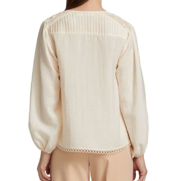 Jonathan Simkhai Sz XS Blouse Rhodes Lace Up Cream Designer Luxury Minimalist - Picture 3 of 7